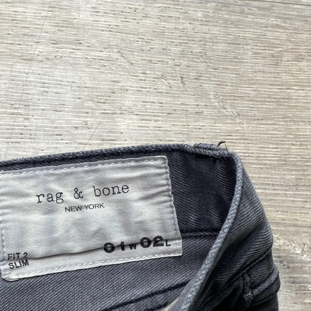 Rag & Bone Jeans Fit 2 Slim Mens 31x32 Grayson Grey Cotton Blend Denim Pants